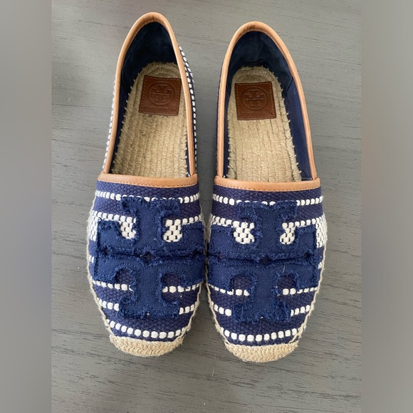 Tory Burch Shoes - Tory Burch Frayed Double-T Shaw Espadrille Shoes Size 7.5